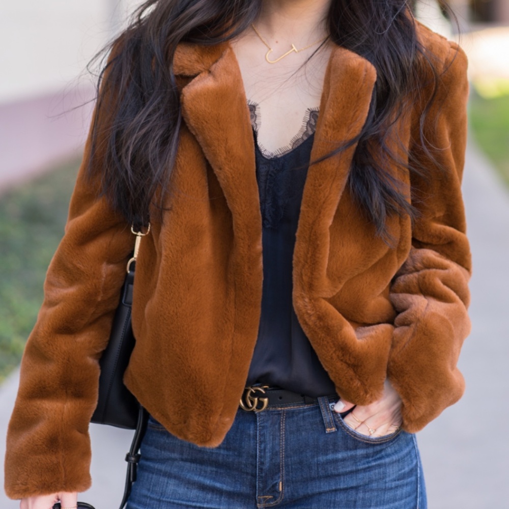 BLANKNYC Cropped Faux Fur Jacket NWT